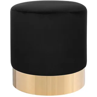 BELIANI Pouf Schwarz Samtstoff rund 39 cm Sockel Fuß Gold Metall Barock Deko Ottomane Sitzpouf für Schminktisch, Wohn-, Schlaf- und Ankleidezimmer - Schwarz, Gold