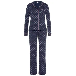 s.Oliver Pyjama für Damen, dunkelblau-rosa Gemustert