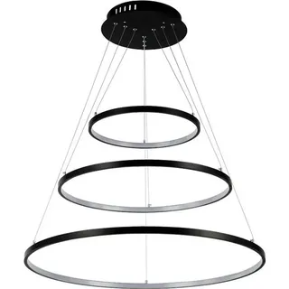 2130black-3 70x50x30 cm Eurotondisplay Black 2130-3 Ringe LED Pendelleuchte mit Fernbedienung Lichtfarbe und Helligkeit einstellbar - Schwarz