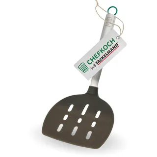 Chefkoch trifft Fackelmann – Pfannenwender XL München mit Silikon Funktionsteil und Edelstahlgriff, Hitzebeständig bis 230°C, Spülmaschinengeeignet