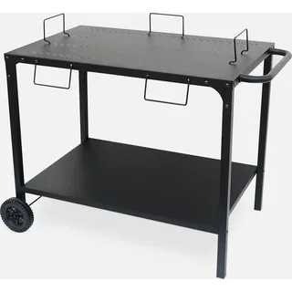 sweeek - Outdoor-Servierwagen für Plancha, mit zwei Rädern - Schwarz - Schwarz