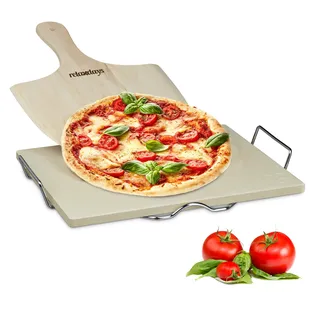 Relaxdays Gestell 43 cm Holz/Eisen/Naturstein Weiß