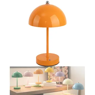 OOWOKS Pilz Tischleuchte Akku Dimmbare Tischlampe Touch Kabellos LED Mushroom Lamp USB Aufladbar Nachttischlampe Ohne Kabel 3000K-6000K Pilz Lampe Tragbare Tisch Lampe mit Batterie für Drinnen,Orange