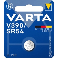 VARTA Batterien V390/SR54 Knopfzelle, 1 Stück, Silver Coin, 1,55V, kindersichere Verpackung, für elektronische Kleingeräte - Uhren, Autoschlüssel, Fernbedienungen, Waagen