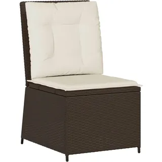 vidaXL Gartensessel mit Liegefunktion und Kissen Braun Poly Rattan - Beige