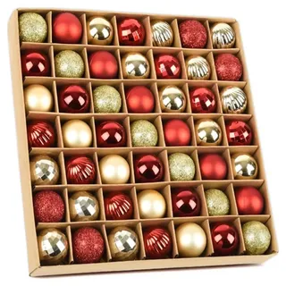 Hanwin Weihnachtskugeln, Kunststoff, Mini, klein, 49 Stück, Rot Gold Weihnachtsschmuck zum Dekorieren von Weihnachtsbäumen, Kaminsimsen, Weihnachtskränzen, Türen (Rot Gold 3cm 49 Stück)