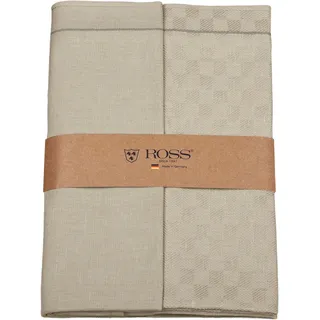 Geschirrtuch ROSS "2er Set 907, zwei Geschirrtücher in einer Banderole", braun (cappuccino), B:50cm L:70cm, 50% Baumwolle, 50% Leinen, Geschirrtücher, Geschirrtuch, hochwertige Zwirn Halbleinen Geschirrtücher, Maße je Tuch ca. 50x70 cm