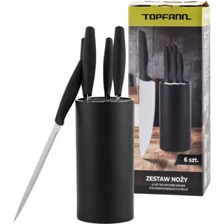 6-teiliges Edelstahl Messer-Set mit Messerblock Universal Schäl in Schwarz Messerset - Schwarz