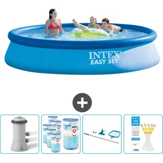 Intex runder aufblasbarer Easy Set-Schwimmpool – 396 x 84 cm – Blau – inklusive Pumpe Filter - Reinigungskit - Teststreifen