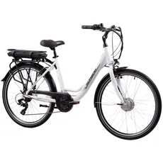 F.lli Schiano E-Moon 26 Zoll E-Bike, City Elektrofahrrad für Damen Herren, Pedelec mit 250W Motor und Shimano 7-Gang-Getriebe, Weiss