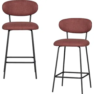 WOOOD Barhocker »Kjeld« 2 Stk. tlg. gepolstert mit gewebtem Stoff, Höhe 93 cm, rot