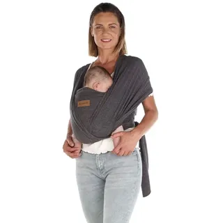 Jané Cocoon Elastisches Tragetuch, Ab Geburt bis 20 kg, 5 m, Känguru-Methode, Ergonomisch, Atmungsaktiv, mit Tasche, Grau