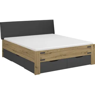 Rauch Stauraumbett »Birmingham« mit Polsterkopfteil in lederoptik grau