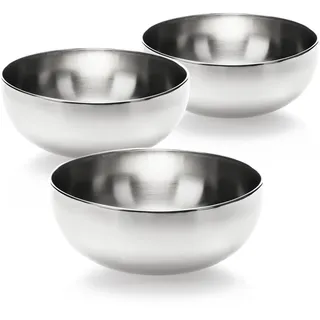 com-four® 3-teiliges Schüssel-Set aus Edelstahl - Salatschale Ø 24cm | Edelstahlschüssel zum Backen - Rührschüssel - Obstschale - Metallschüssel - Servierschüssel - Deko Schale