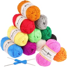 Häkelgarn 12x50g Wolle zum Stricken Fuyit acryl wolle Set Strickgarn Baumwolle für Häkeln und Kunsthandwerk - 12 Farben