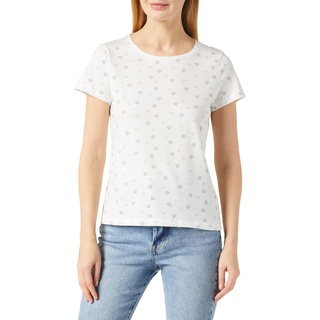 TOM TAILOR Damen 1036196 T-Shirt mit Muster, 32081 - Offwhite Shell Waves Design, XL