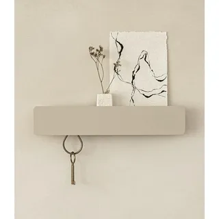 Kazai. Schlüsselbrett 'Kian' | Minimalistisches Schlüsselhaken-Design aus Berlin | Moderner Schlüsselhalter mit Ablage aus Metall | Schlüsselregal als Flur Möbel für die Wand | Taupe