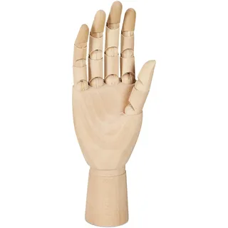 Relaxdays Holzhand, rechte Hand HBT: 25 x 8 x 5 cm, bewegliche Finger, realistisch Zeichnen, Malhilfe, Modellhand, natur