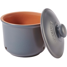 Römertopf Vorratstopf, Keramik Aufbewahrung für Lebensmittel 1 Liter Ø 16,0 grau-blau