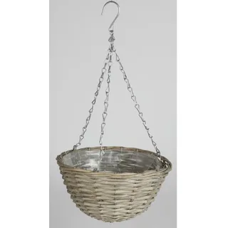 Blumenampel Übertopf zum Aufhängen 30 x 16cm Pflanzenkorb Weide rund Deko Kette