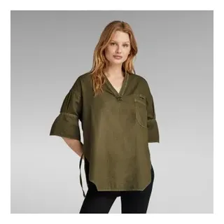 G-Star für Damen. D24743-7647-D033 Grüne gewebte Tunika (M), Lässig, Baumwolle, 3/4 Ärmel