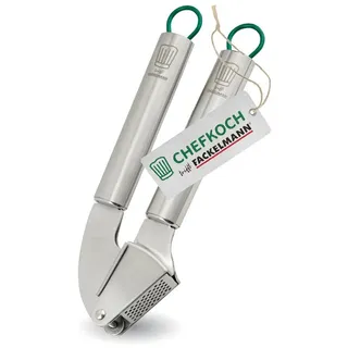 Fackelmann Chefkoch trifft Fackelmann – Premium Knoblauchpresse aus hochwertigem Edelstahl, ergonomisches Design, spülmaschinengeeignet, inkl. Aufhängeöse