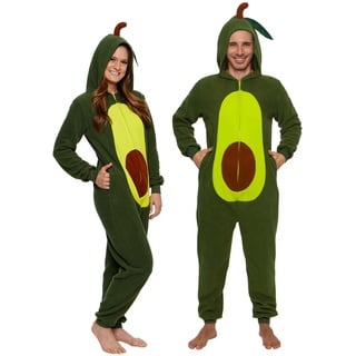 Funziez! Silver Lilly Avocado Kostüm, Unisex, Erwachsene, Plüsch-Pyjama - Grün - Medium