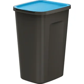 Abfallbehälter 50 Liter, Maße 39x34x58 cm, zur Mülltrennung, Blau, mit Öffnungsdeckel aus leichtem Kunststoff, modular, leicht, Sortieren, Umwelt, Ordnung halten - Schwarz
