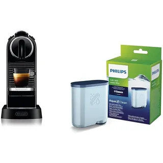 Nespresso De'Longhi EN167.B Citiz Kaffeekapselmaschine & Philips AquaClean Kalk- und Wasserfilter für Espressomaschine, Kein Entkalken bis 5000 Tassen, Einzelpack