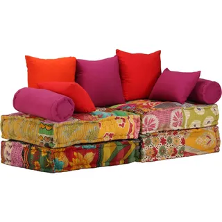 2-Sitzer Modularer Pouf Patchwork Stoff