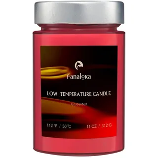 Niedertemperaturkerzen für Wachsspiele, geringe Hitze, körperverträglich, unparfümierte Tropfkerzen für Valentinstag, Hochzeit, Wohnkultur, 50 °C, 312 g, abziehbares Wachs – FANALOKA (RED)