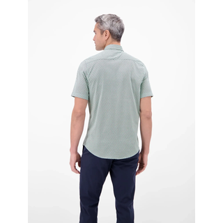 Kurzarmhemd LERROS "1/2 Hemd mit Minimalprint, 100 % Baumwolle", Herren, Gr. M, Normalgrößen, mint water, 100% Baumwolle, Hemden Kurzarmhemd