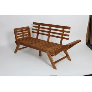 Gartenbank 196x70x75cm Klappbar Akazienholz Liege Sofa Park Sitzen Gartenmöbel
