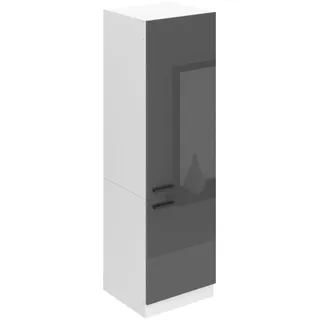 Belini Kühlschrank Schrank Hochschrank Küche SSL. 60 cm Breite und 204 cm Höhe. Einbauschrank für Kühlschrank mit 2 Türen,  Silber Hochglanz - Silber