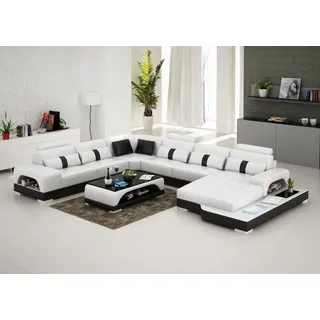 Couch Garnitur Polster Big xxl Sofas Couchen Sofa Wohnlandschaft U Form Ecksofa - Beige