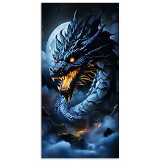 Artland Wandbild "Die Wut des Drachen XVII" klassische Fantasie 1 Stk. tlg. als Alubild, Leinwandbild, Poster, Wandaufkleber in verschied. Größen, farbe bild(er): blau