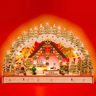 SIKORA LB69 beleuchteter 3D LED Holz Schwibbogen WEIHNACHTSBÄCKEREI inklusive Trafo