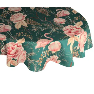 ADAM Audio Tischdecke Eden 220 x 145 cm bunt (dunkelgrün, rosa) aus 100% Bio-Baumwolle