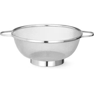 HENDI Küchensieb, Feinmaschiges Seiher, mit 2 Griffen, fester Sockel, Sieb, Passiersieb, Edelstahlsieb, Nudelsieb, Abtropfsieb, Seiher, ø257x(H)110mm, Edelstahl