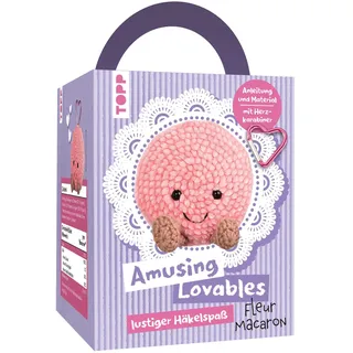 Frechverlag Amusing Lovables Häkelset Fleur Macaron: Anleitung, Chenillegarn, Häkelnadel, Füllwatte, Sicherheitsaugen, Karabiner