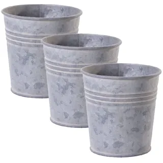 Jinfa 3er Set Blumentöpfe Blech Zink Metall Pflanztopf Übertopf Vase Balkon Garten Aschenbecher | Größe: XS | Ø 9,3 cm x H 9,5 cm | 0,5L