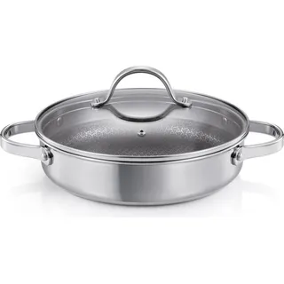 Tiefe Bratpfanne SteelCRAFT mit Deckel ø 24 cm, 2 Griffe