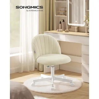 SONGMICS Schminkstuhl, Bürostuhl, Kurzflor-Plüsch-Oberfläche, höhenverstellbar, kompaktes Design, beige - Beige