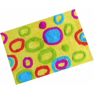 MSV Badmatte Bunte Kreisen 80x50cm aus Baumwolle in Gelb, Mehrfarbig, 80 x 50 x 15 cm