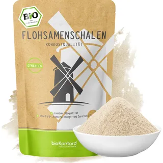 Flohsamenschalen gemahlen BIO 1000g (1 kg) I 99% Reinheit I Flohsamenschalenmehl low carb - indische Flohsamen Schalen - Rohkostqualität - bioKontor