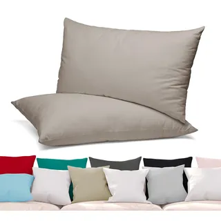 BEAUTEX 2er Set Kissenbezug, Kissenhülle aus gekämmter Baumwolle, Premium Jersey 160g/m2, Größe und Farbe wählbar (50x50 cm, Stein)