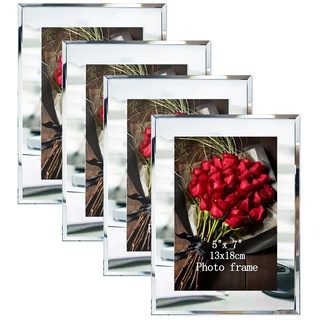 PETAFLOP Bilderrahmen 13x18, Bilderrahmen Glas 4er-Set für Hochzeiten, Häuser, Büros