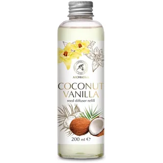 Raumduft Diffuser Nachfüller Kokos-Vanille 200 ml - Nachfüller für Duftdiffusor - Langanhaltender Zimmerduft - Frisches Aroma - Reed Diffuser Refill Coconut-Vanilla