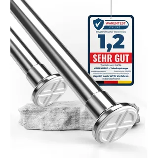 MEISENBERG Stange zum Klemmen 210-260cm, Silber, Ø 32 mm, Duschstange ohne Bohren - Klemmstange für Gardinen - Multifunktionale Teleskopstangen für Vorhänge, Dusche, Türöffnungen und Kleiderschrank