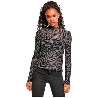Urban Classics Turtleneck Top Aop Mesh Big Langarmhemd - Dark Gray / Black - 4XL